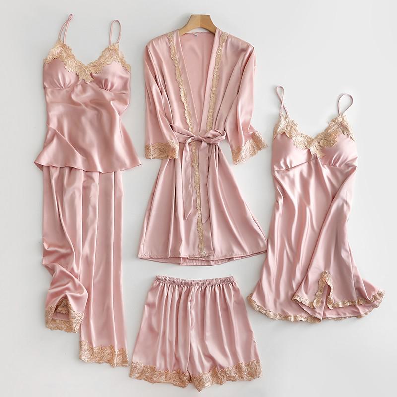 Robe de chambre de mariage Satin d'été pour femmes Robe de bain kimono sexy Chemise de nuit en dentelle mariée Lingerie de bain Pyjama ample