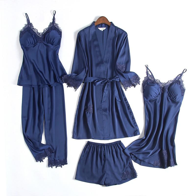 Robe de chambre de mariage Satin d'été pour femmes Robe de bain kimono sexy Chemise de nuit en dentelle mariée Lingerie de bain Pyjama ample