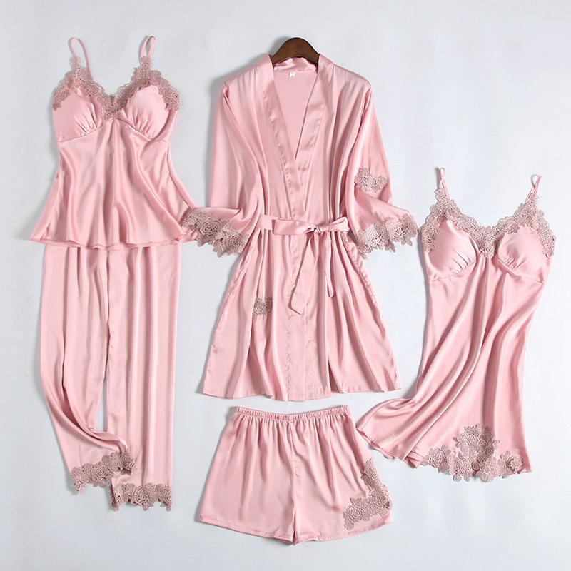 Robe de chambre de mariage Satin d'été pour femmes Robe de bain kimono sexy Chemise de nuit en dentelle mariée Lingerie de bain Pyjama ample